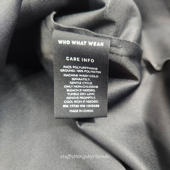 NWT Who What Wear‎ Black Vegan Faux Leather Puff Sleeve Mini Shift Womens Size M - Picture 9 of 13